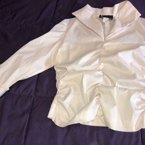 White blouse with large stylish tucks down front